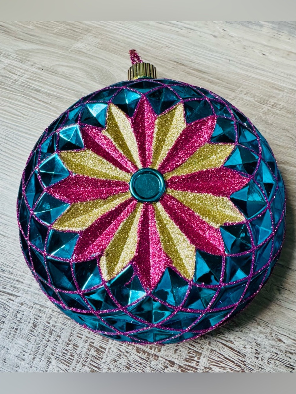 Vickerman. A bright, beautiful, double-sided plastic Christmas ornament, 9 inche